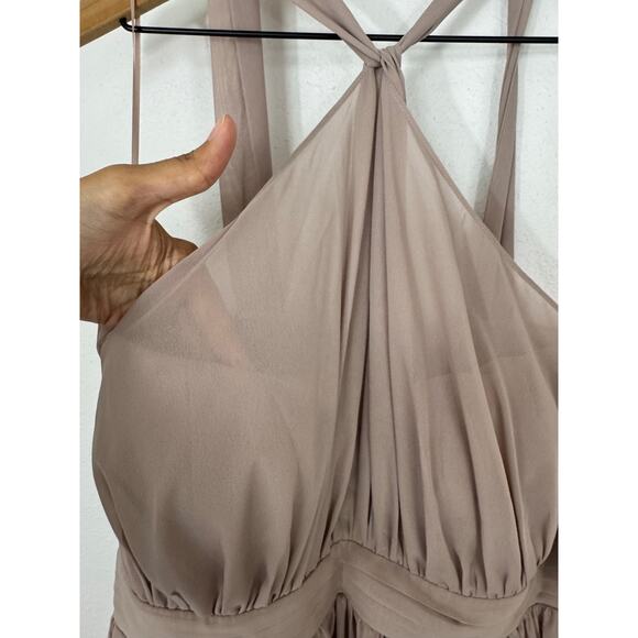 Birdy Grey Kiko Taupe Halter Bridesmaid Maxi Dress NWT Size XL - Picture 9 of 9